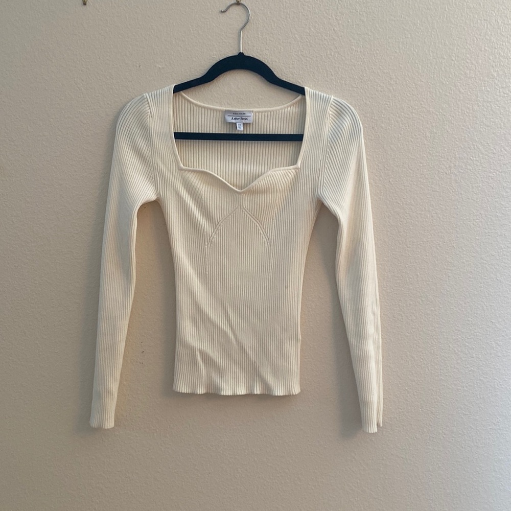 & Other Stories White Sweetheart Neckline Sweater
